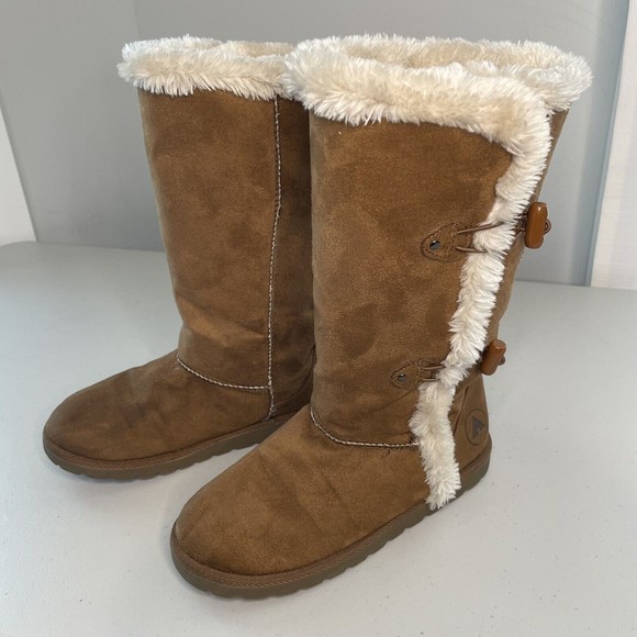 AIRWALK Other - Airwalk Myra Tan Suede Faux Fur Girls Boots Size 4.5